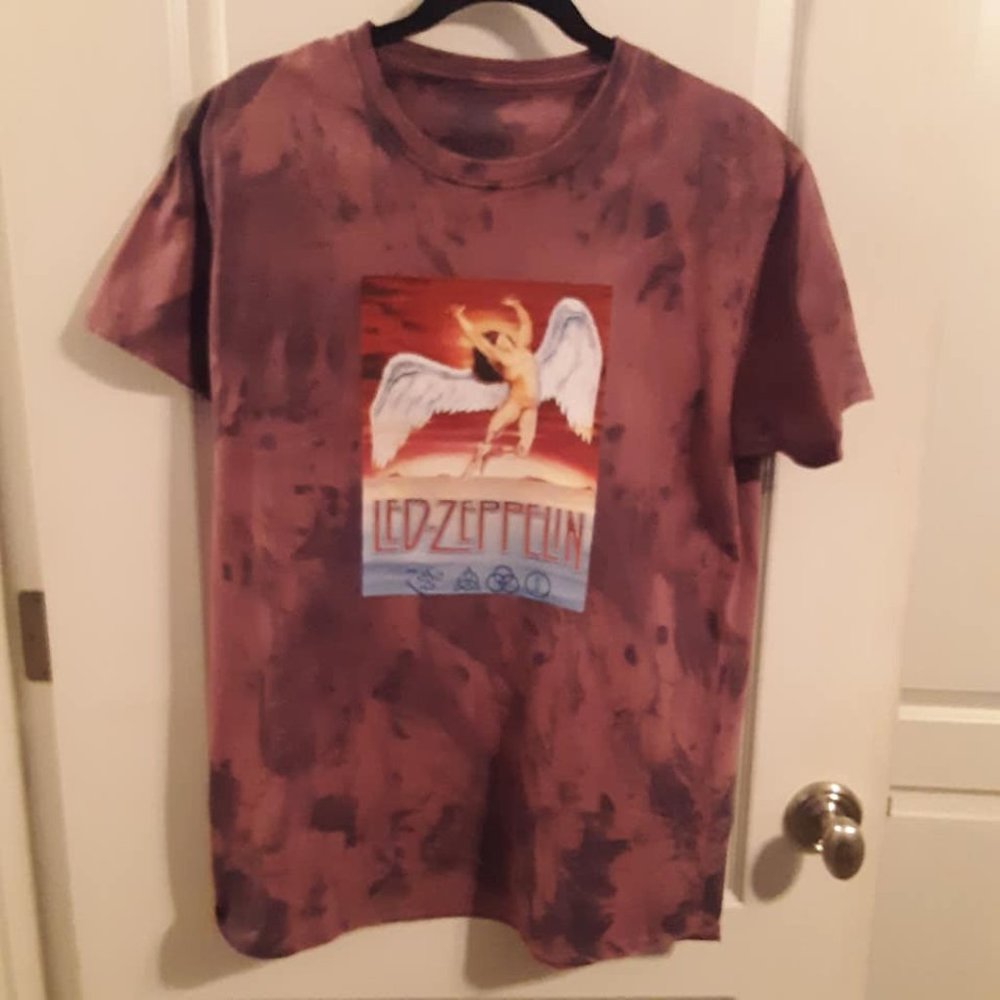 Art Deco Men's Size L Acid Washed Zeppelin T-Shirt